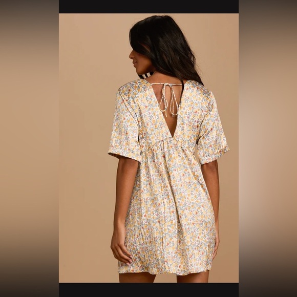 Lulus Express Yourself White Floral Print Satin Babydoll Dress - Picture 3 of 9